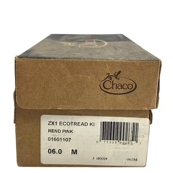 Chaco ZX/1 EcoTread Pink Strappy Hiking Outdoor Sandals Girl's Size 6 - Picture 10 of 11